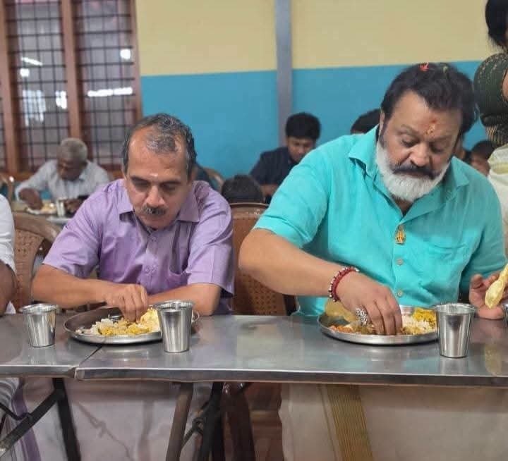 കേന്ദ്രമന്ത്രി സുരേഷ് ഗോപിക്ക് ചേലാമറ്റം ക്ഷേത്രത്തിൽ ദർശനവും പ്രസാദ ഊട്ടും